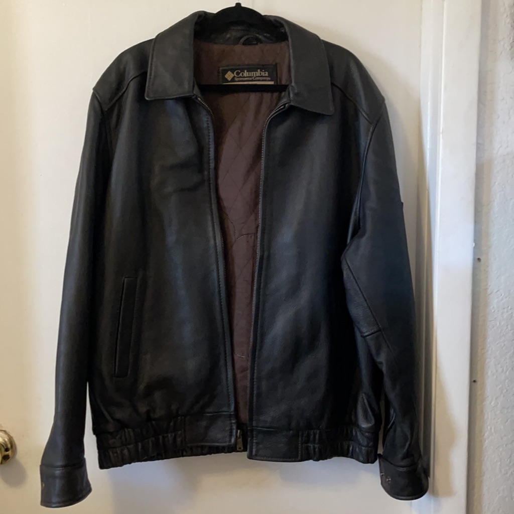 Columbia Leather Jacket With Stitched Harley Davidson Patch Size Xl